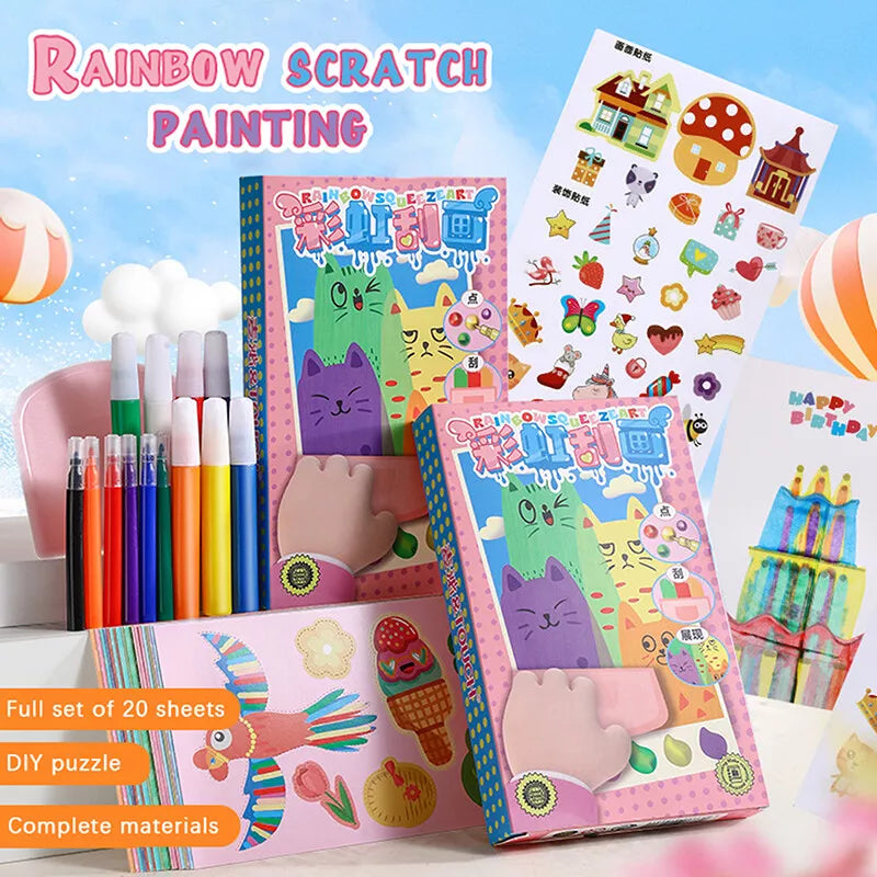 DIY Rainbow Scratch Art Painting